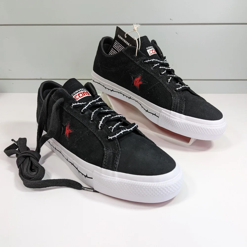 Converse Cons One Star Pro Roses Black Red Suede Casual Skateboard Size Men's 6